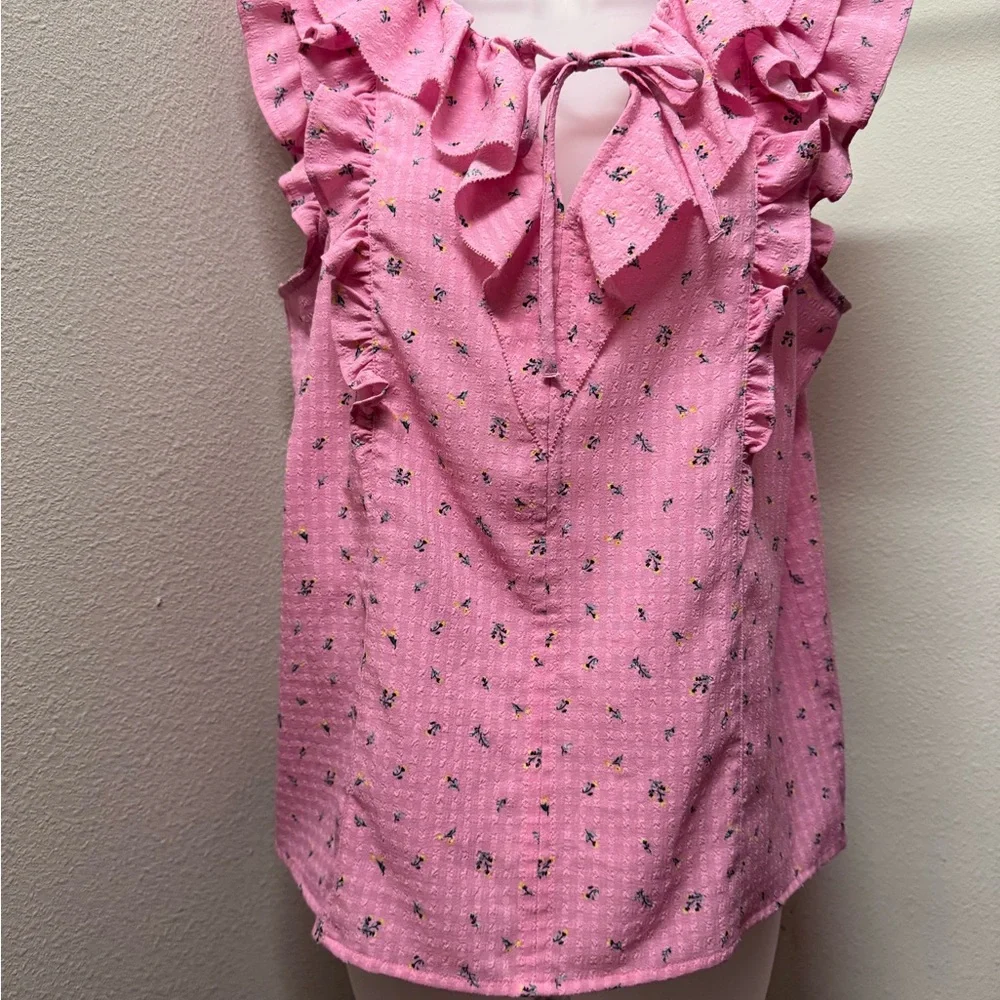 LOFT Pink Ruffled Blouse - Picture 2 of 5